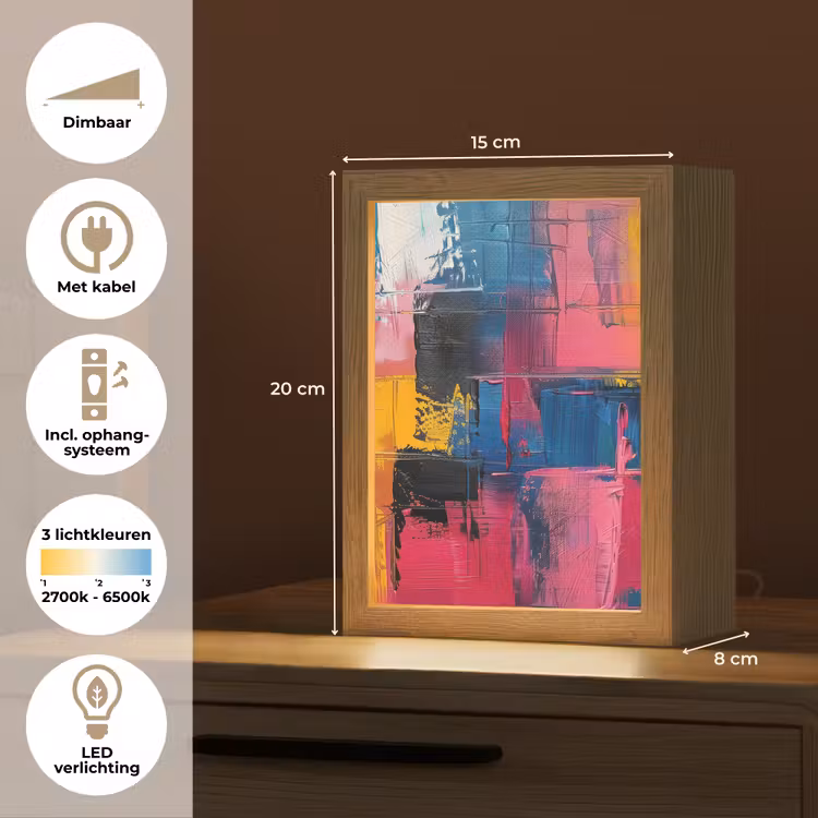 Verflook - Kunst - Modern - Abstract Light Box met kabel (Tafellamp) klein -USP_NL
