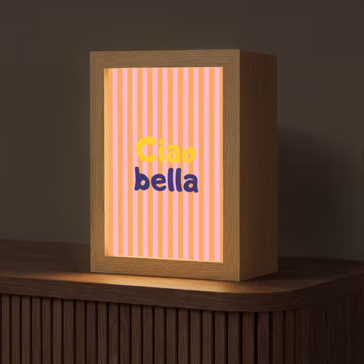 Verticaal - Strepen - Oranje - Ciao bella Light Box met kabel (Tafellamp) klein -z3d_website