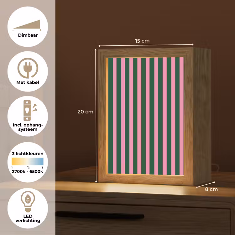 Verticale strepen - Groen - Roze Light Box met kabel (Tafellamp) klein 925 -USP_NL