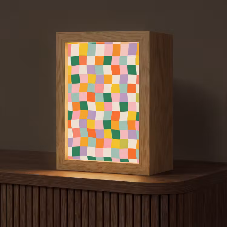 Vierkanten - Kleurrijk - Golvend Light Box met kabel (Tafellamp) klein -z3d_website