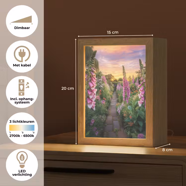 Vingerhoedskruid - Bloemen - Tuin Light Box met kabel (Tafellamp) klein -USP_NL