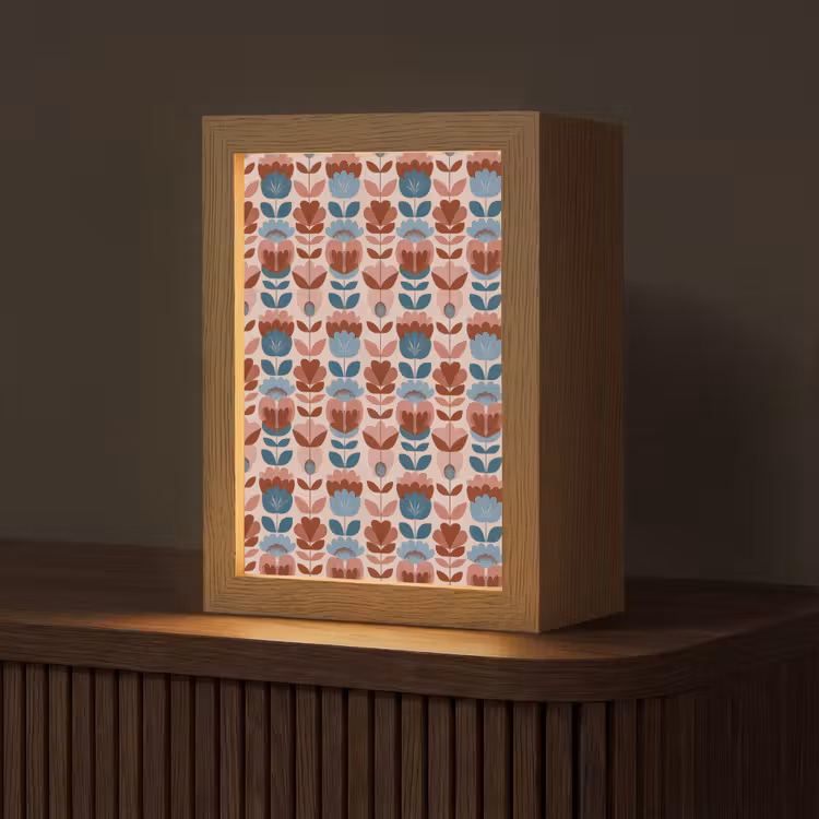 Vintage - Motief - Kleurrijk Light Box met kabel (Tafellamp) klein 925 -z3d_website