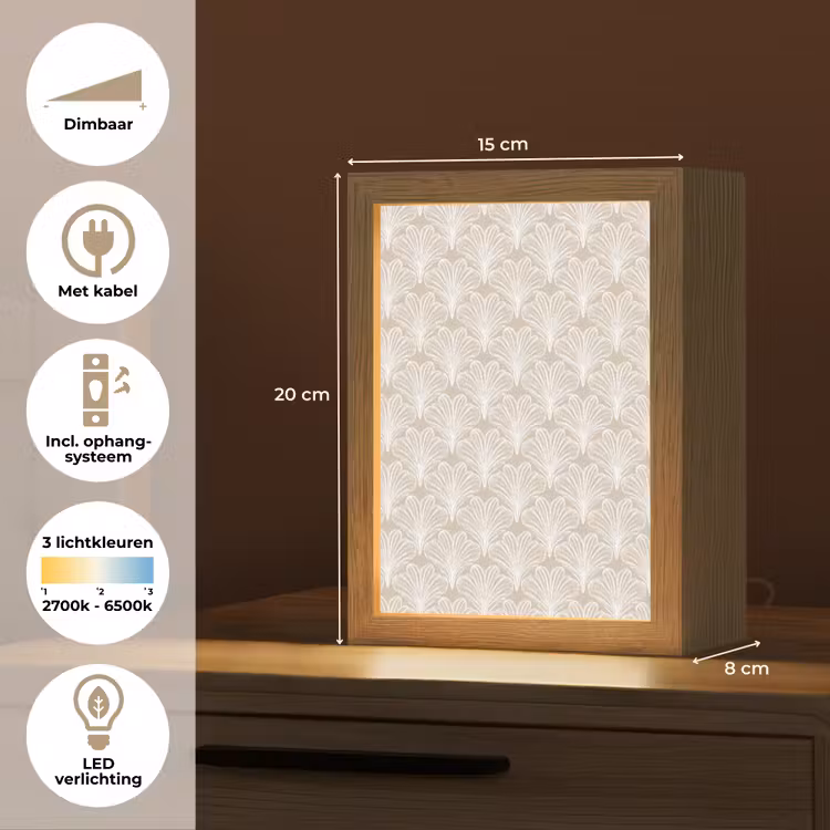 Vintage - Waaier -Crème Light Box met kabel (Tafellamp) klein 925 -USP_NL