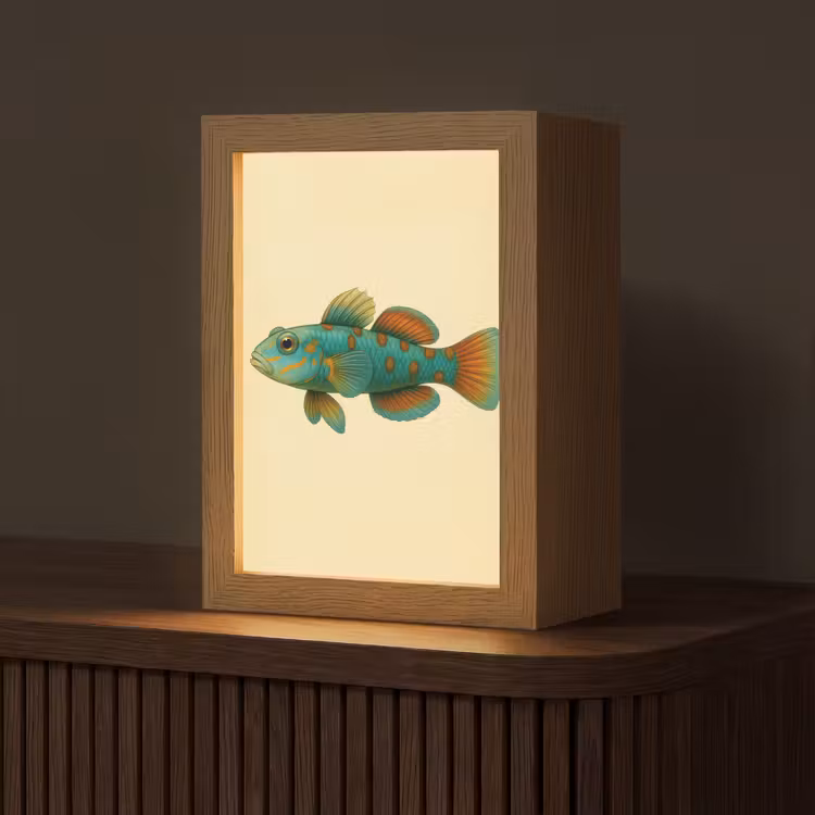 Vis - Blauw - Stippen - Schubben Light Box met kabel (Tafellamp) klein -z3d_website