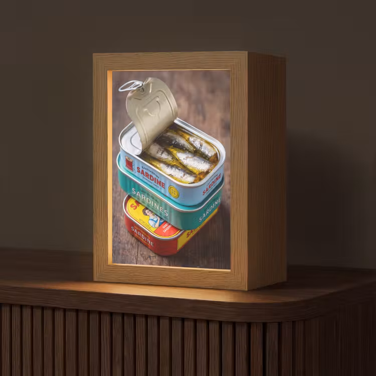 Tafellamp - Vis - Blikjes - Keuken - Vis - Blikjes - Keuken Light Box met kabel (Tafellamp) klein