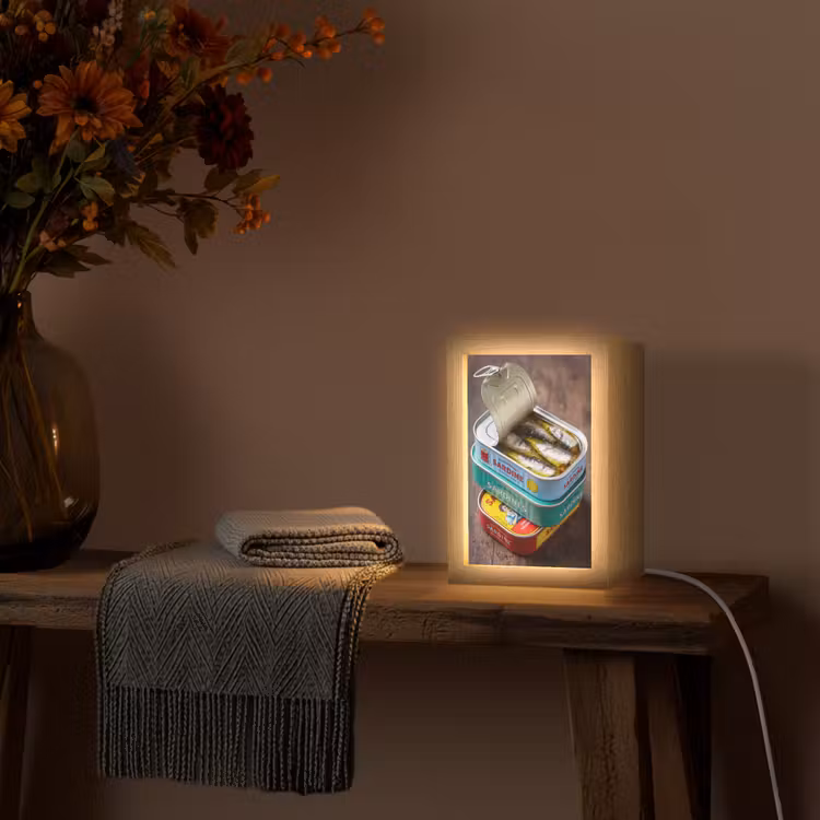Tafellamp - Vis - Blikjes - Keuken - Vis - Blikjes - Keuken Light Box met kabel (Tafellamp) klein