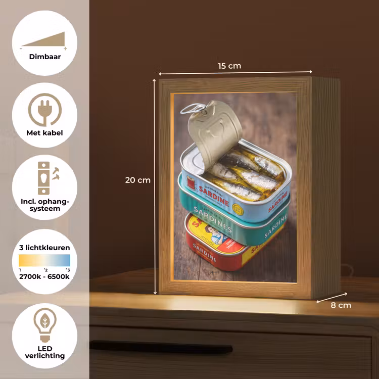 Tafellamp - Vis - Blikjes - Keuken - Vis - Blikjes - Keuken Light Box met kabel (Tafellamp) klein