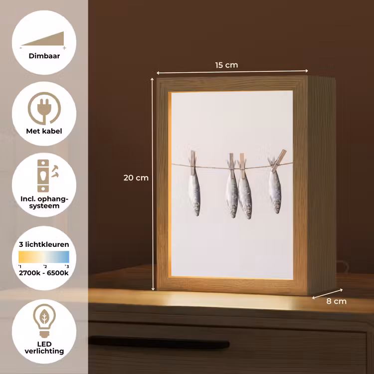 Tafellamp - Vis - Hangend - Eten - Vis - Hangend - Eten Light Box met kabel (Tafellamp) klein