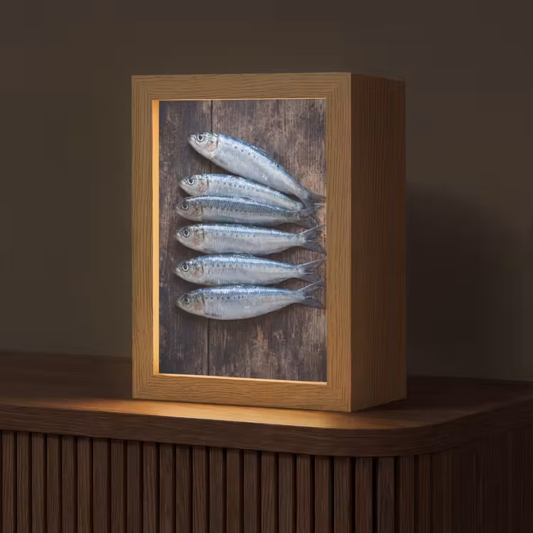 Tafellamp - Vis - Hout - Eten - Vis - Hout - Eten Light Box met kabel (Tafellamp) klein