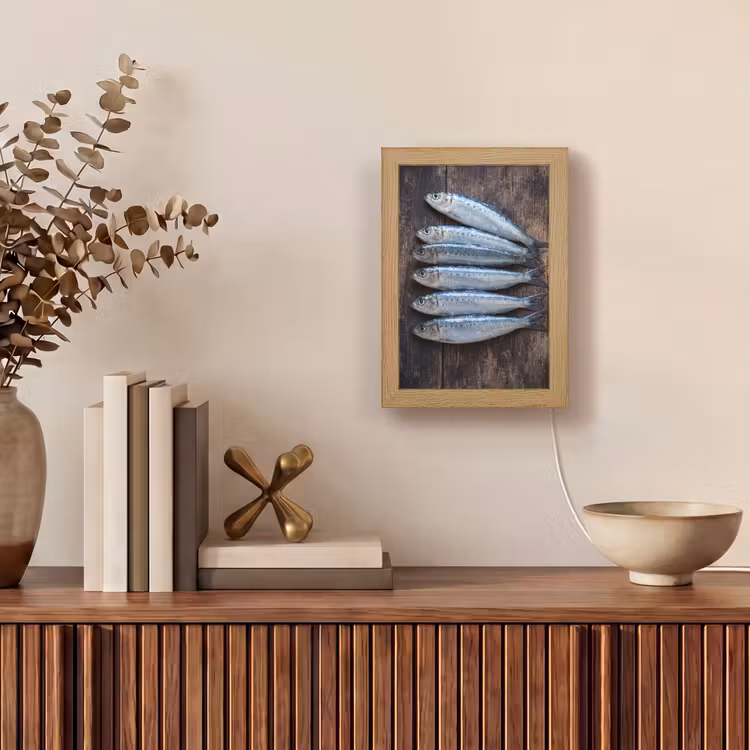 Tafellamp - Vis - Hout - Eten - Vis - Hout - Eten Light Box met kabel (Tafellamp) klein