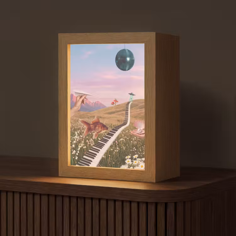 Tafellamp - Vis - Natuur - Abstract - Vis - Natuur - Abstract Light Box met kabel (Tafellamp) klein