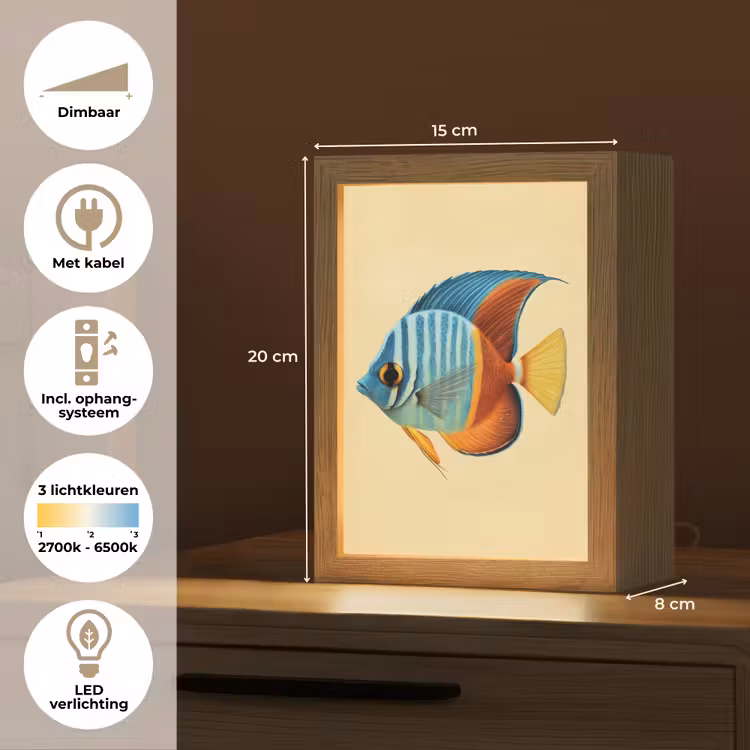 Vis - Vinnen - Blauw - Ogen Light Box met kabel (Tafellamp) klein -USP_NL