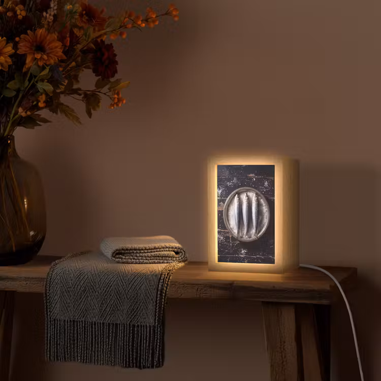 Tafellamp - Vis - Zout - Eten - Vis - Zout - Eten Light Box met kabel (Tafellamp) klein