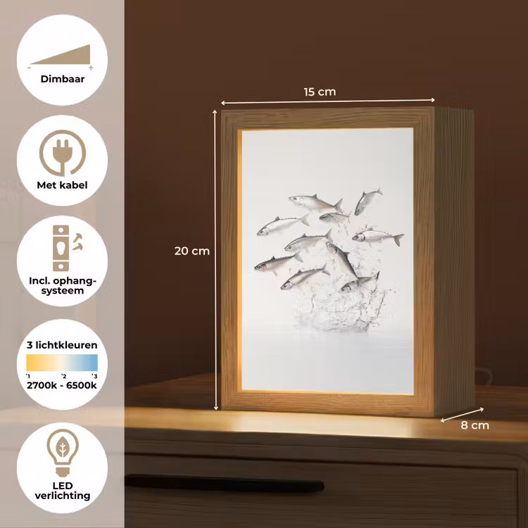 Vissen - Water - Wit Light Box met kabel (Tafellamp) klein -USP_NL