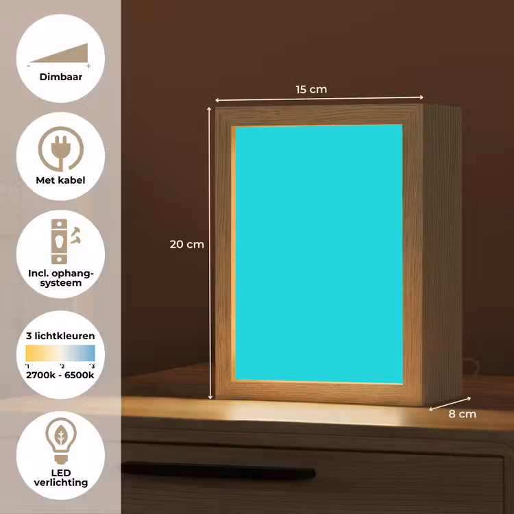 Vivid - Aquamarine - Turkoois Light Box met kabel (Tafellamp) klein 925 -USP_NL