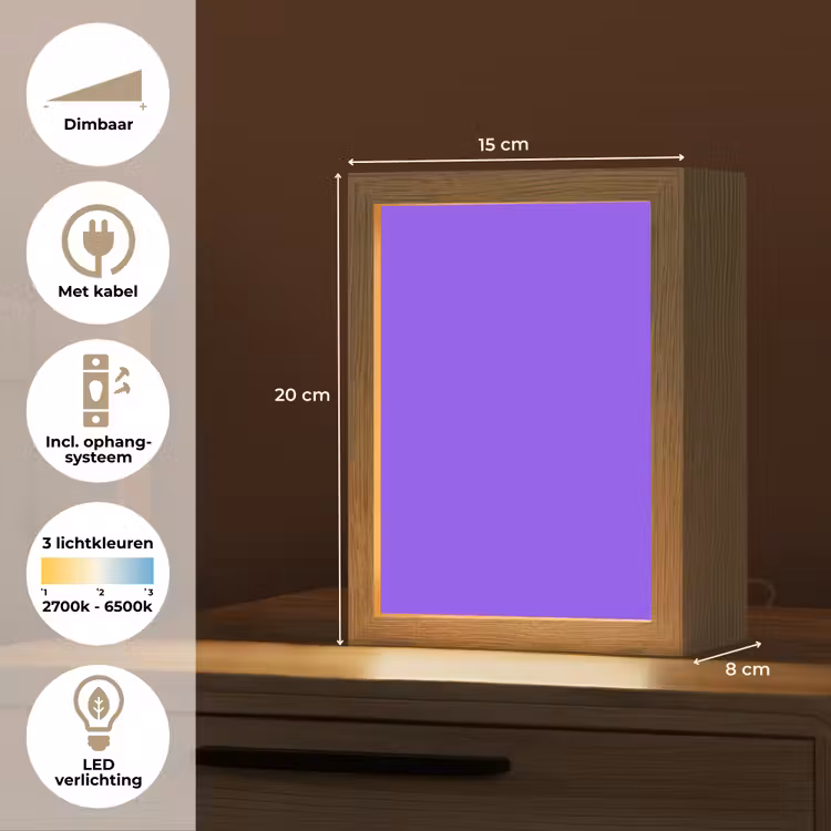Vivid - Violet - Paars Light Box met kabel (Tafellamp) klein 925 -USP_NL