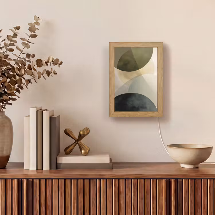 Vlakken - Abstract - Beige - Cirkels Light Box met kabel (Tafellamp) klein -sfeer2