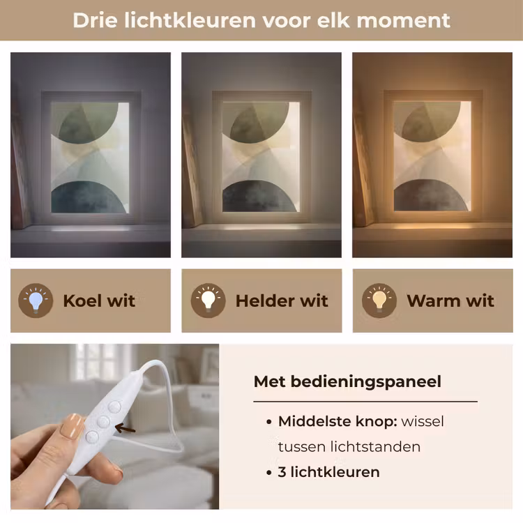 Vlakken - Abstract - Beige - Cirkels Light Box met kabel (Tafellamp) klein -USP_lichtkleurNL