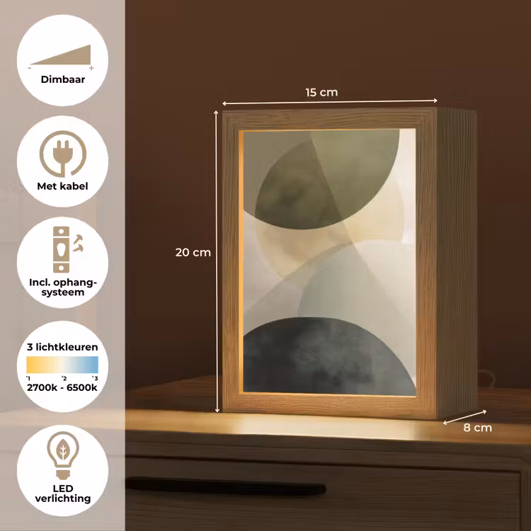Vlakken - Abstract - Beige - Cirkels Light Box met kabel (Tafellamp) klein -USP_NL