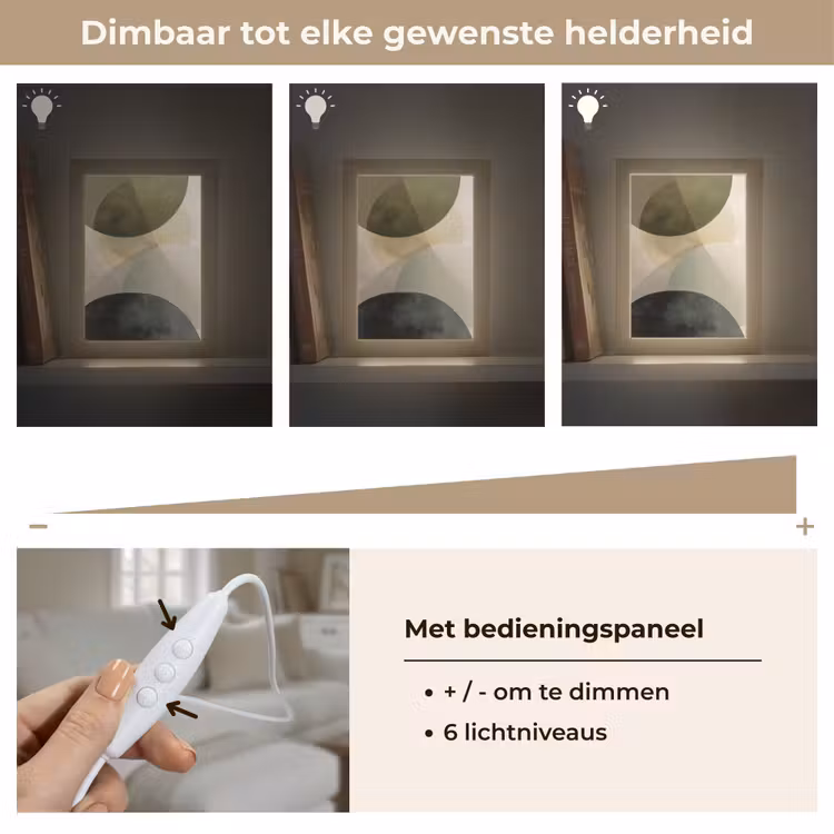 Vlakken - Abstract - Beige - Cirkels Light Box met kabel (Tafellamp) klein -USP_dimbaarNL