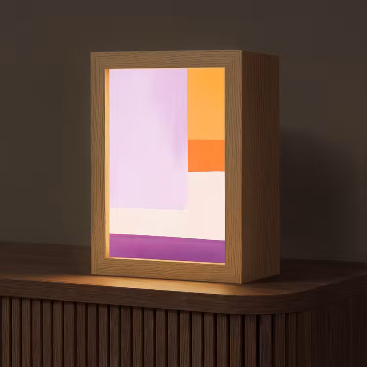 Vlakken - Abstract - Rechthoekig - Oranje Light Box met kabel (Tafellamp) klein -z3d_website