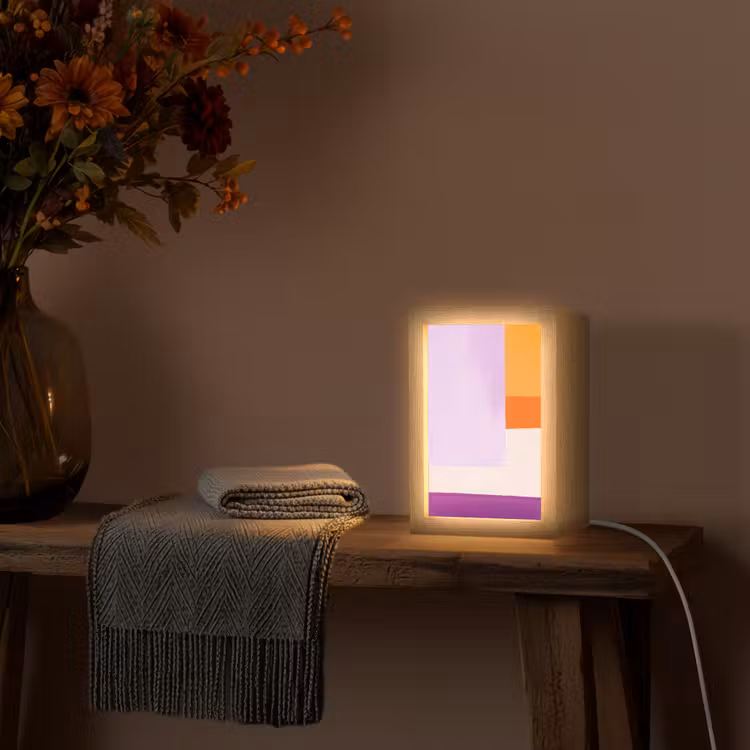 Vlakken - Abstract - Rechthoekig - Oranje Light Box met kabel (Tafellamp) klein -sfeer4