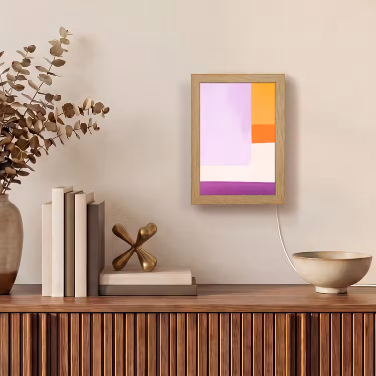 Vlakken - Abstract - Rechthoekig - Oranje Light Box met kabel (Tafellamp) klein -sfeer2