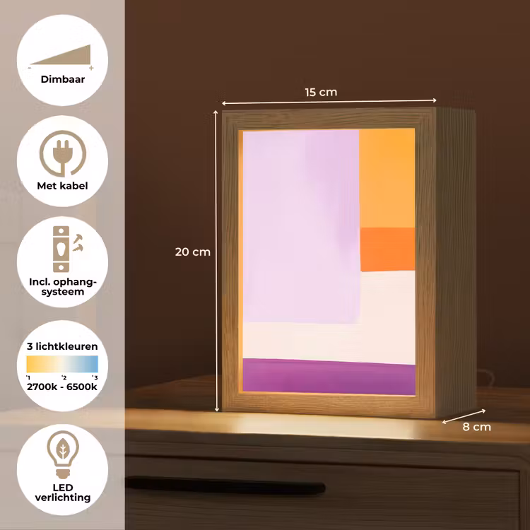 Vlakken - Abstract - Rechthoekig - Oranje Light Box met kabel (Tafellamp) klein -USP_NL