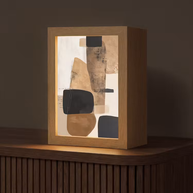 Vlakken - Abstract - Zwart - Strepen Light Box met kabel (Tafellamp) klein -z3d_website