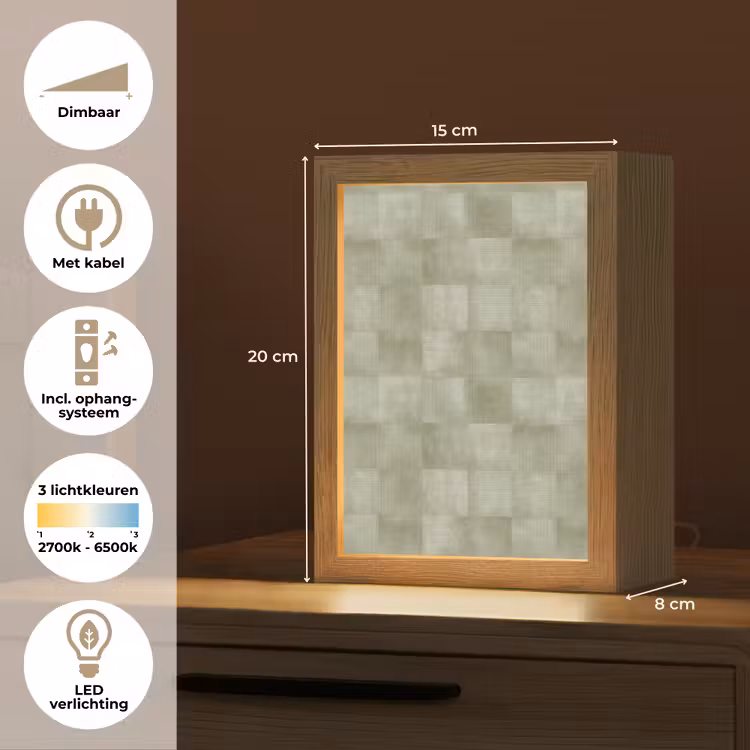 Vlakken - Rustiek - Groen Light Box met kabel (Tafellamp) klein 925 -USP_NL