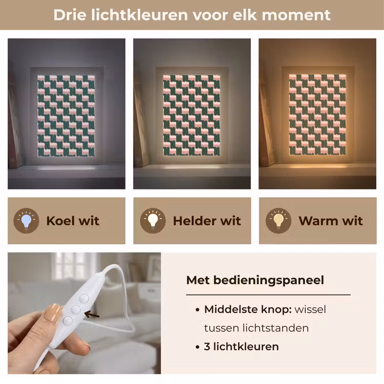 Vlechtpatroon - Groen - Roze - Geometrisch Light Box met kabel (Tafellamp) klein 925 -USP_lichtkleurNL