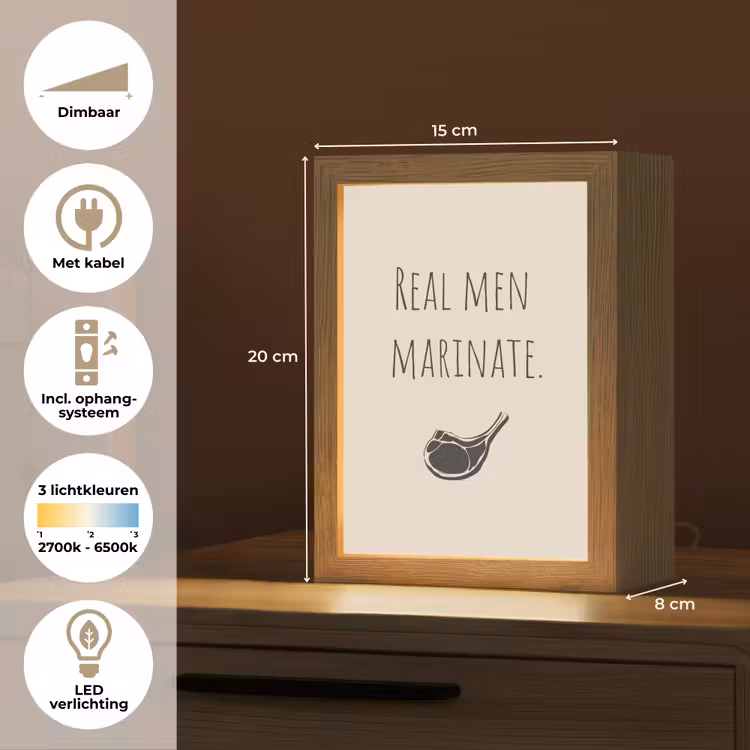 Vlees - Minimalistisch - Beige - Quote Light Box met kabel (Tafellamp) klein -USP_NL