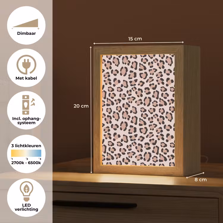 Vlekken - Beige - Luipaard Light Box met kabel (Tafellamp) klein 925 -USP_NL