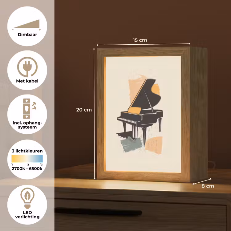 Vleugel - Zwart - Abstract - Illustratie Light Box met kabel (Tafellamp) klein -USP_NL