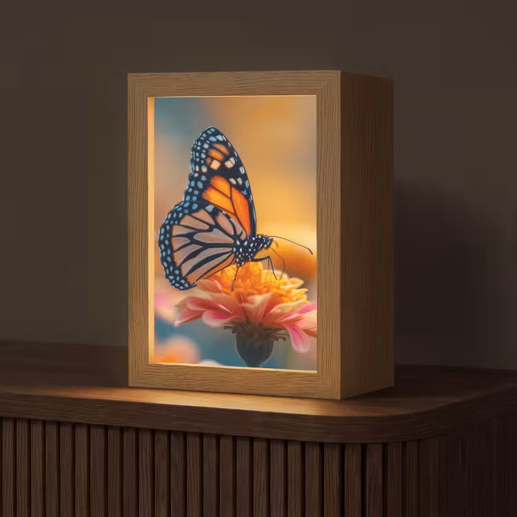 Vlinder - Dieren - Kleurrijk - Natuur - Bloemen Light Box met kabel (Tafellamp) klein -z3d_website