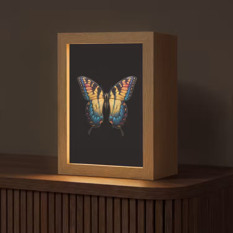 Vlinder - Kleurrijk - Speels Light Box met kabel (Tafellamp) klein -z3d_website