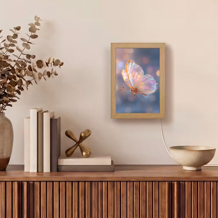 Vlinder - Vleugels - Pastel - Glinstering Light Box met kabel (Tafellamp) klein -sfeer2