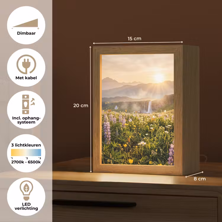 Vlinders - Waterval - Bloemenveld Light Box met kabel (Tafellamp) klein -USP_NL