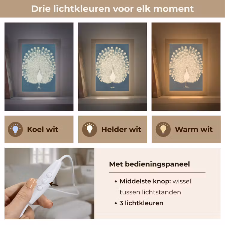 Vogel - Blauw - Vintage Light Box met kabel (Tafellamp) klein -USP_lichtkleurNL
