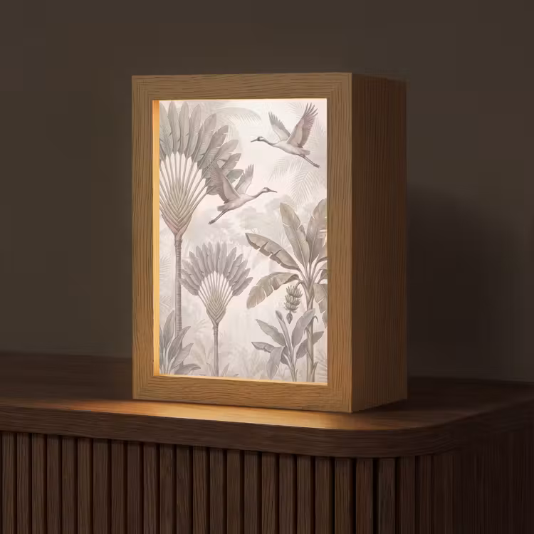 Vogel - Tropisch - Jungle - Natuur - Beige Light Box met kabel (Tafellamp) klein -z3d_website