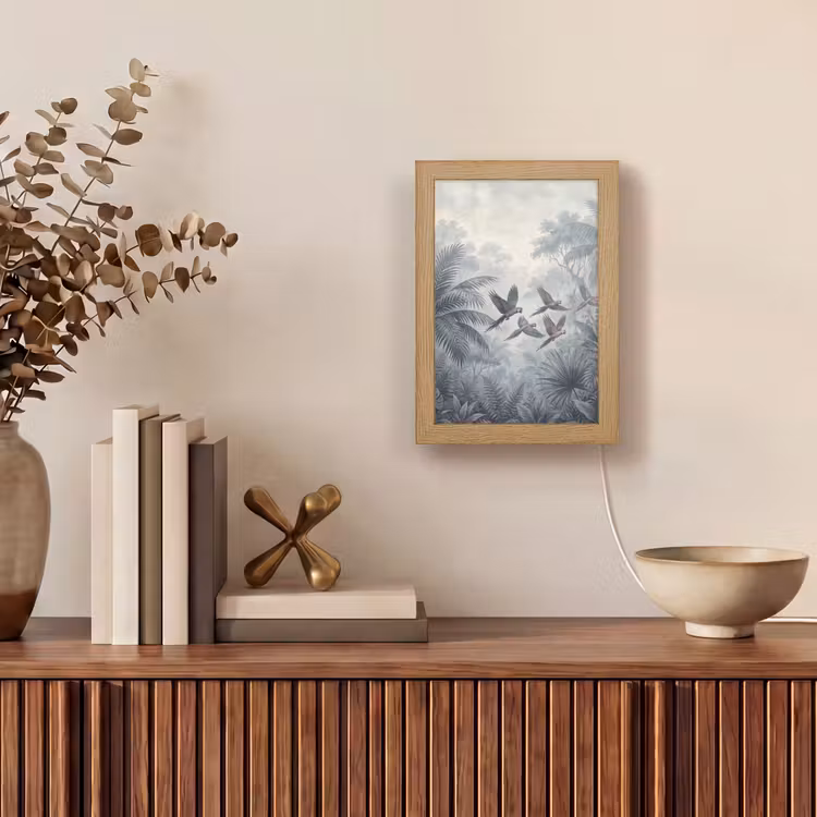 Vogel - Vliegend - Jungle - Vintage - Dieren Light Box met kabel (Tafellamp) klein -sfeer2