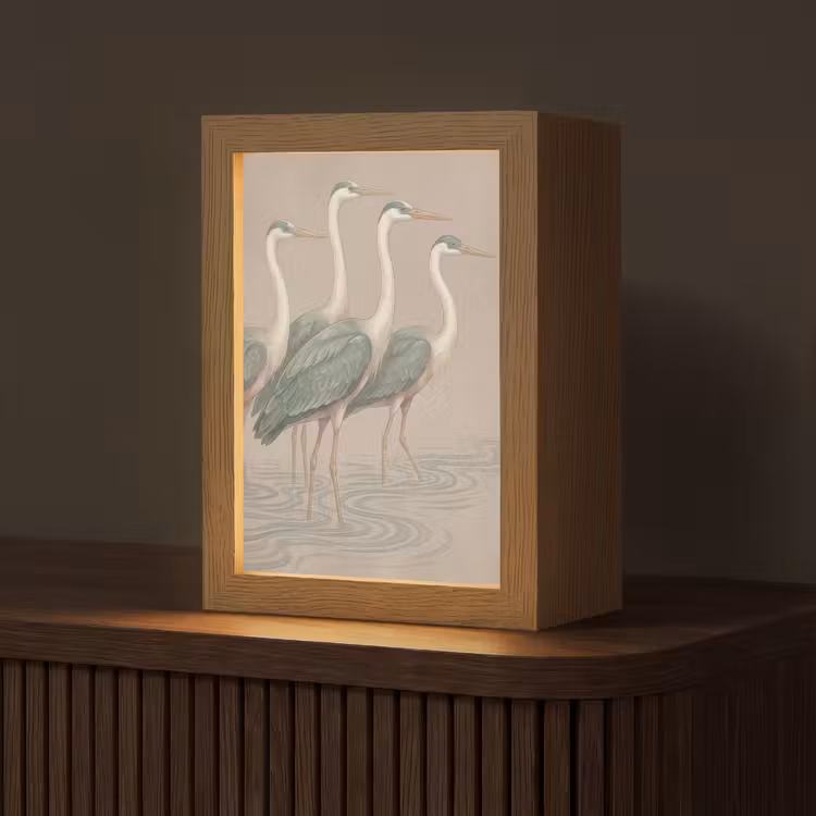 Vogel - Water - Natuur - Vintage Light Box met kabel (Tafellamp) klein -z3d_website