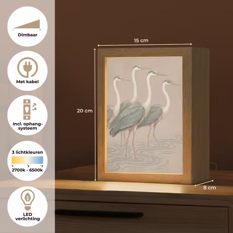 Vogel - Water - Natuur - Vintage Light Box met kabel (Tafellamp) klein -USP_NL