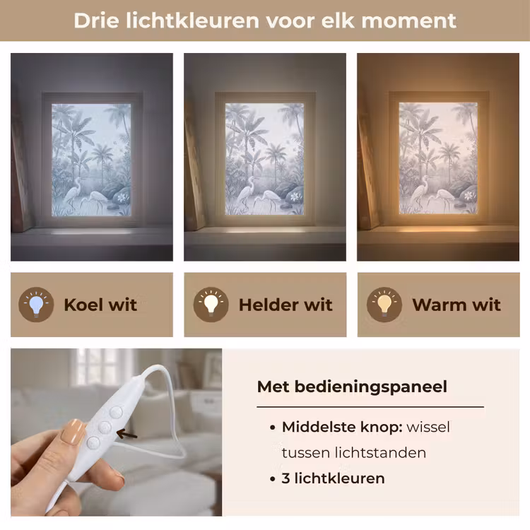 Vogel - Water - Tropisch - Natuur - Blauw Light Box met kabel (Tafellamp) klein -USP_lichtkleurNL