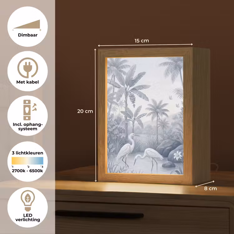 Vogel - Water - Tropisch - Natuur - Blauw Light Box met kabel (Tafellamp) klein -USP_NL