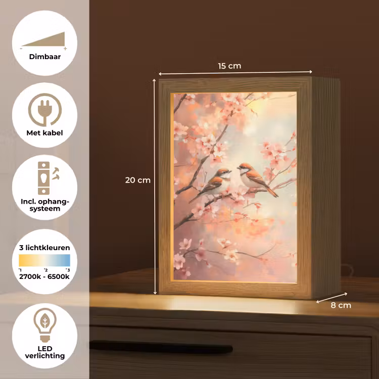 Vogels - Romantic - Bloesemtak Light Box met kabel (Tafellamp) klein -USP_NL