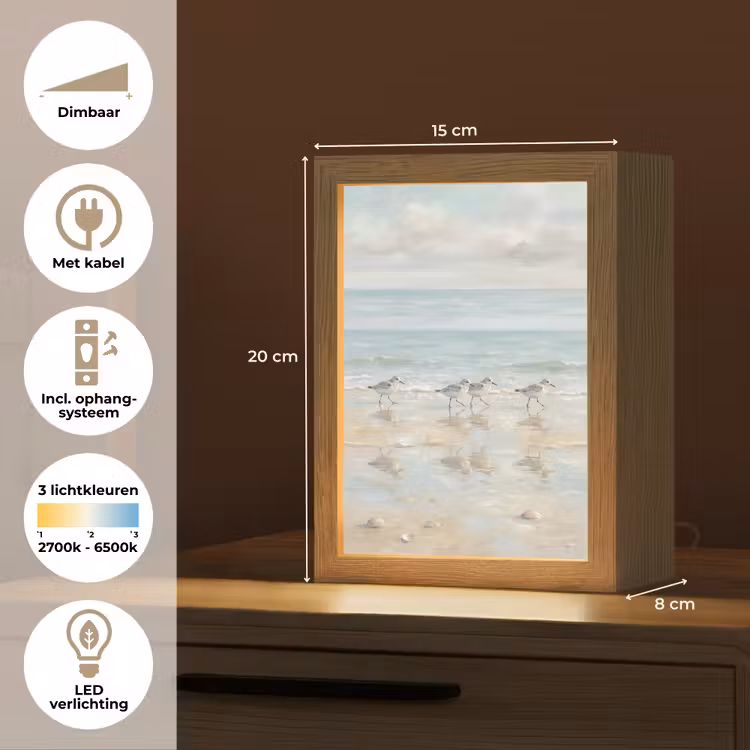 Vogels - Strand - Zee Light Box met kabel (Tafellamp) klein -USP_NL