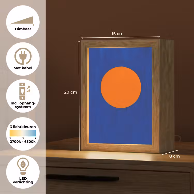 Vorm - Rond - Minimalistisch - Blauw Light Box met kabel (Tafellamp) klein -USP_NL