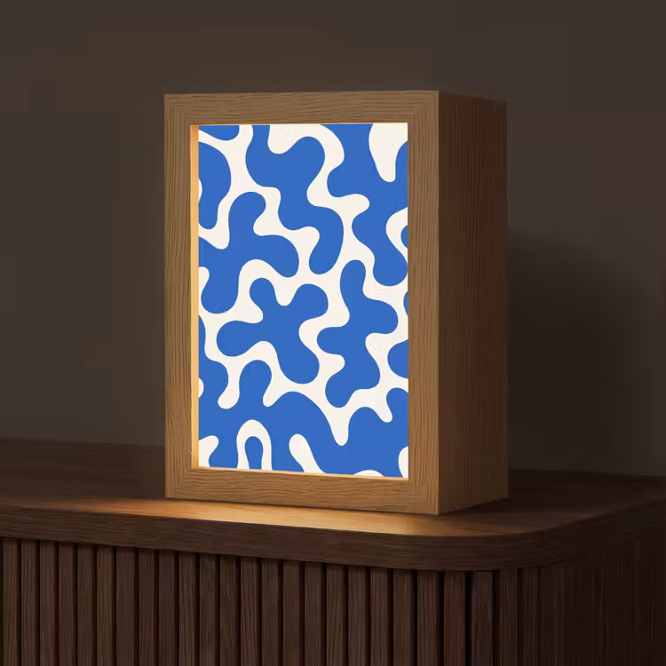 Vormen - Abstract - Blauw - Golven Light Box met kabel (Tafellamp) klein -z3d_website