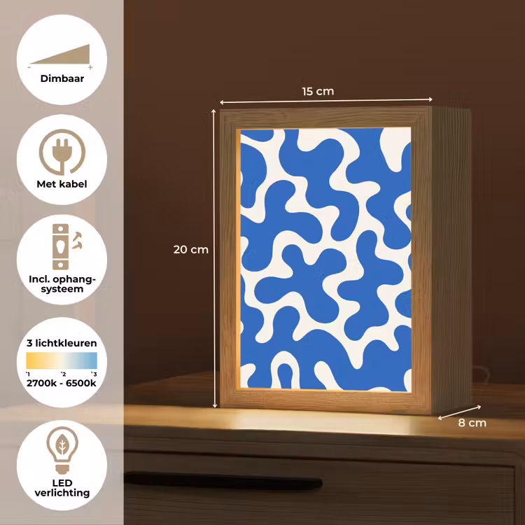 Vormen - Abstract - Blauw - Golven Light Box met kabel (Tafellamp) klein -USP_NL